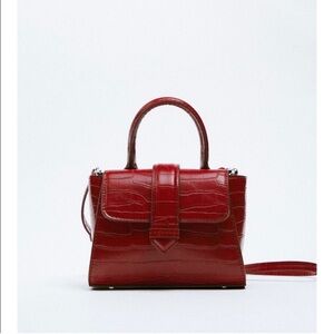 Zara mock crock mini city bag new without tags burgundy
